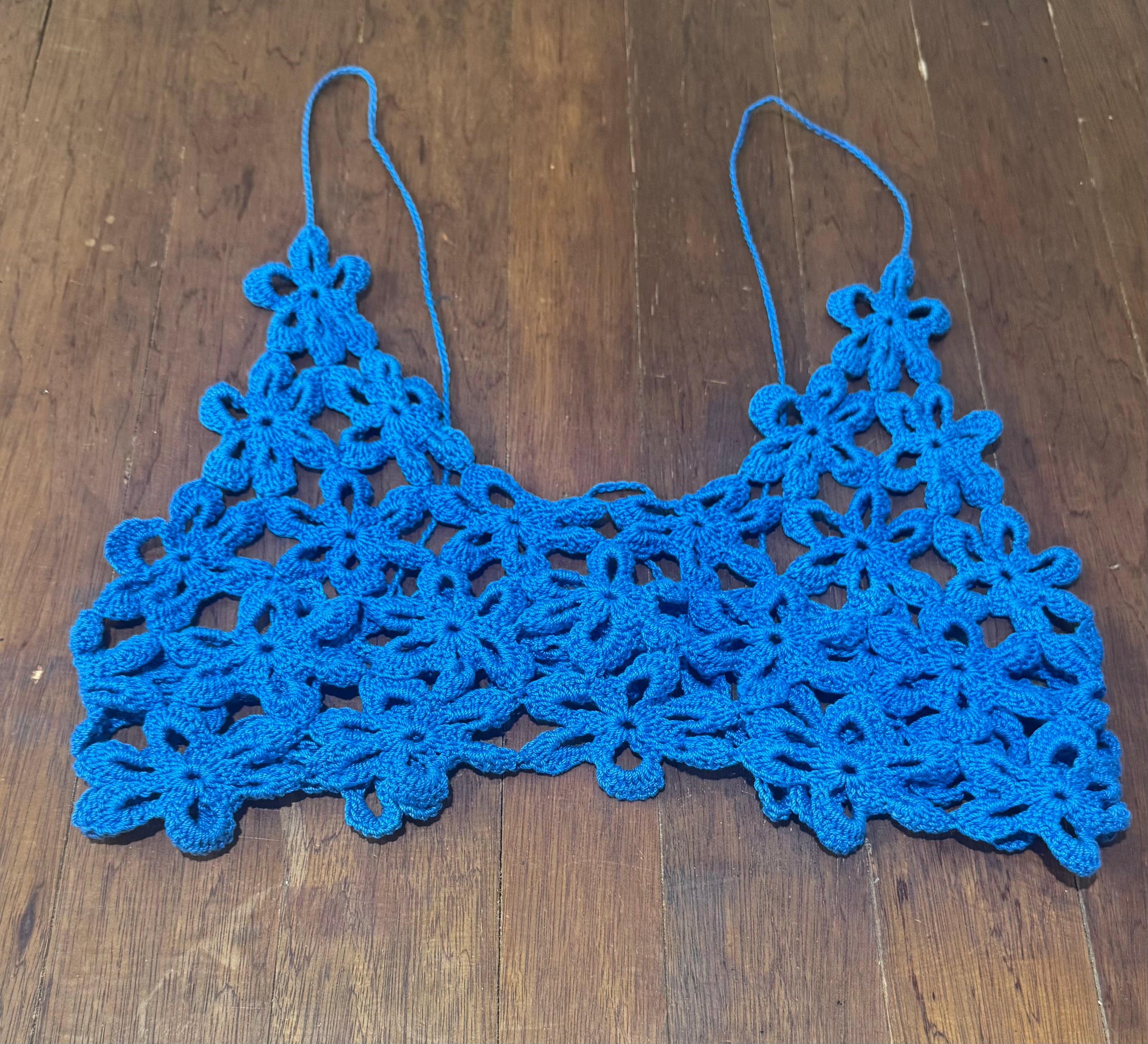 Flower Crochet Crop Top Blue
