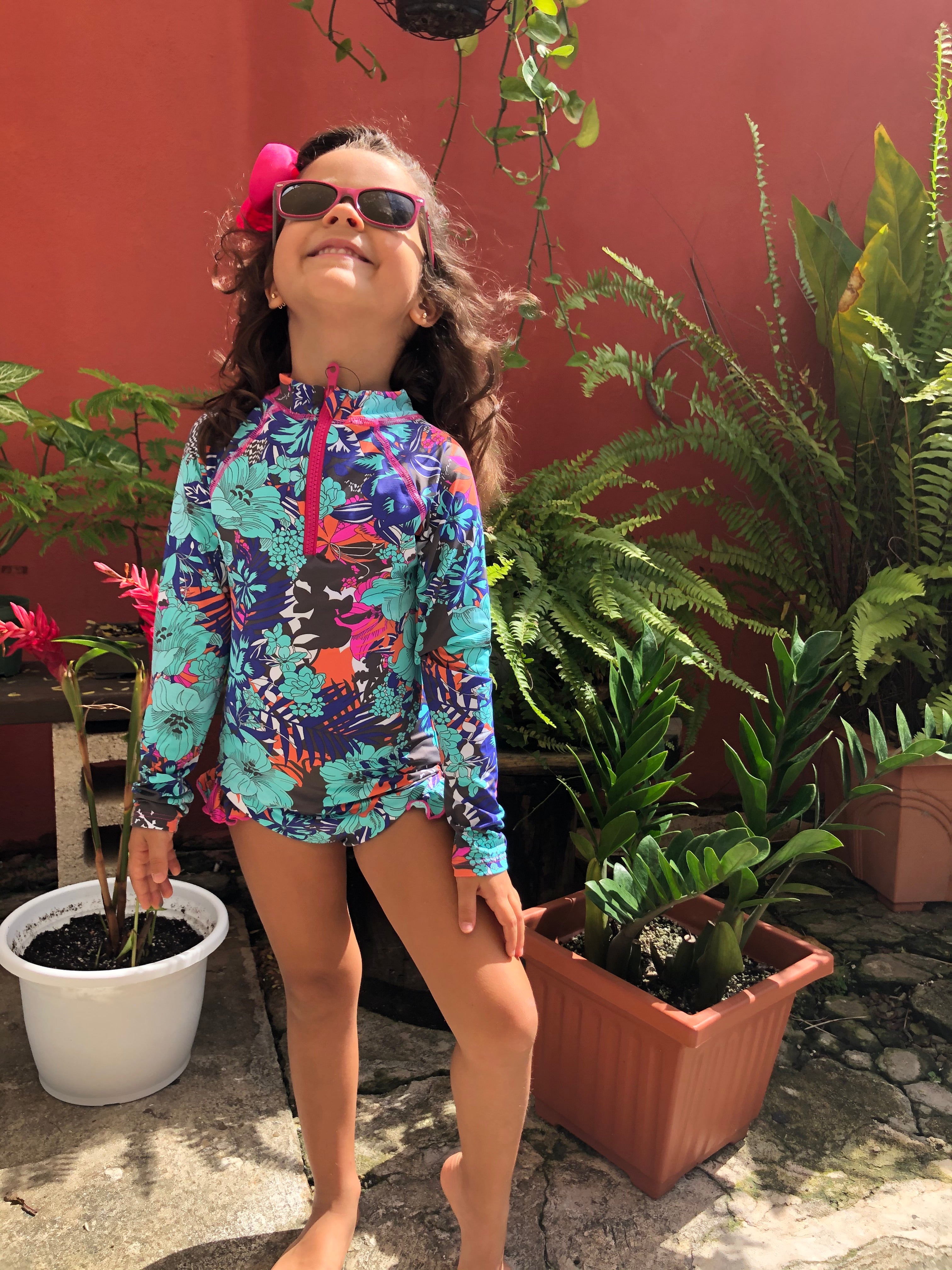 MC Girl Long Sleeve Rashguard One Piece Swimwear