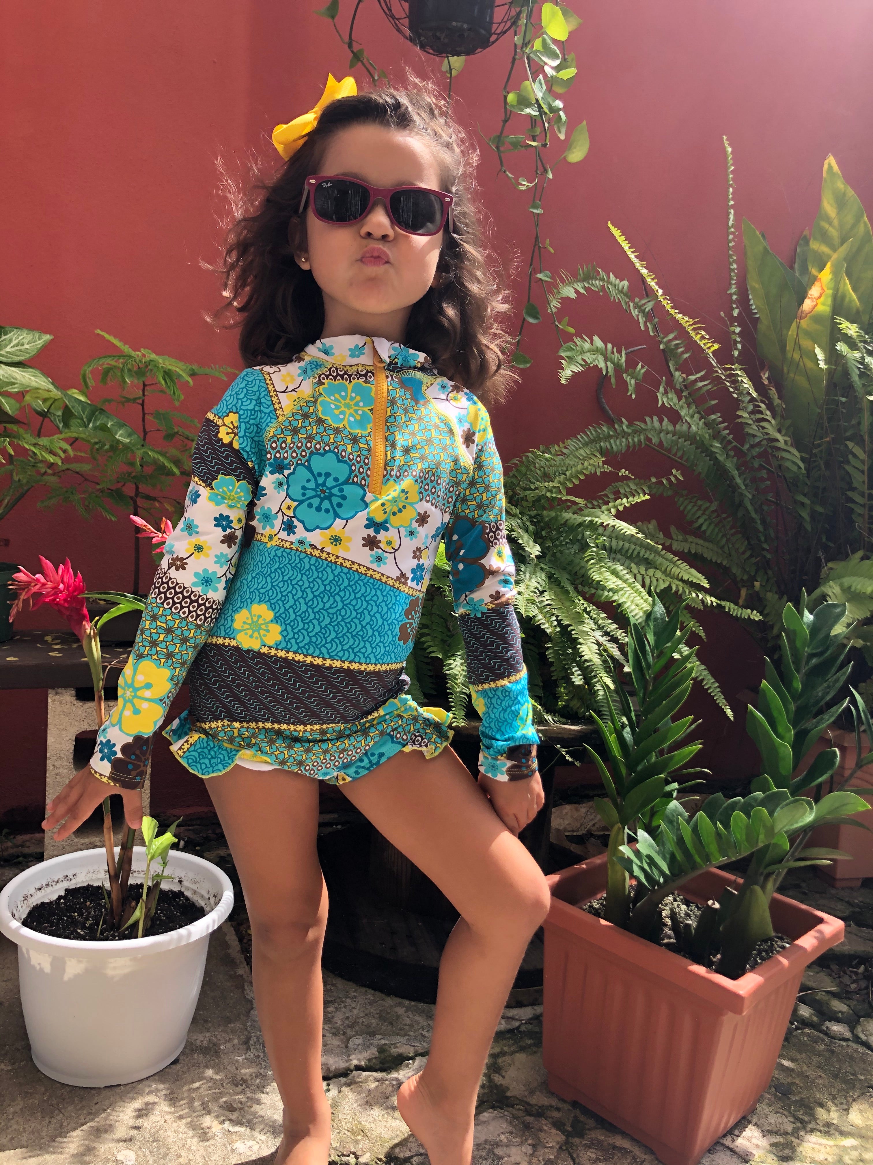 MC Girl Long Sleeve Rashguard One Piece Swimwear