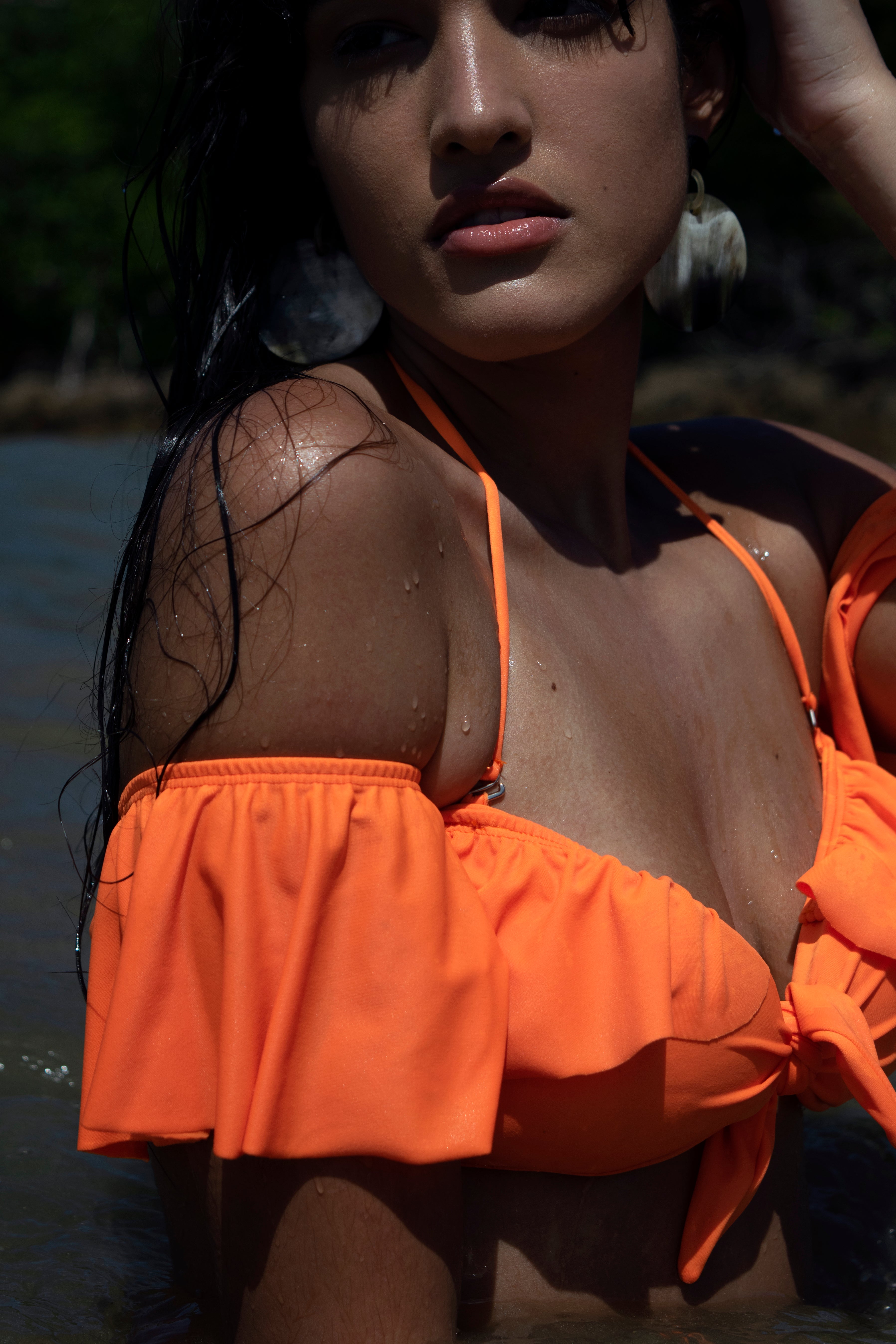 Celia Off Shoulder Padded Bra Top Bikini with Ruffles