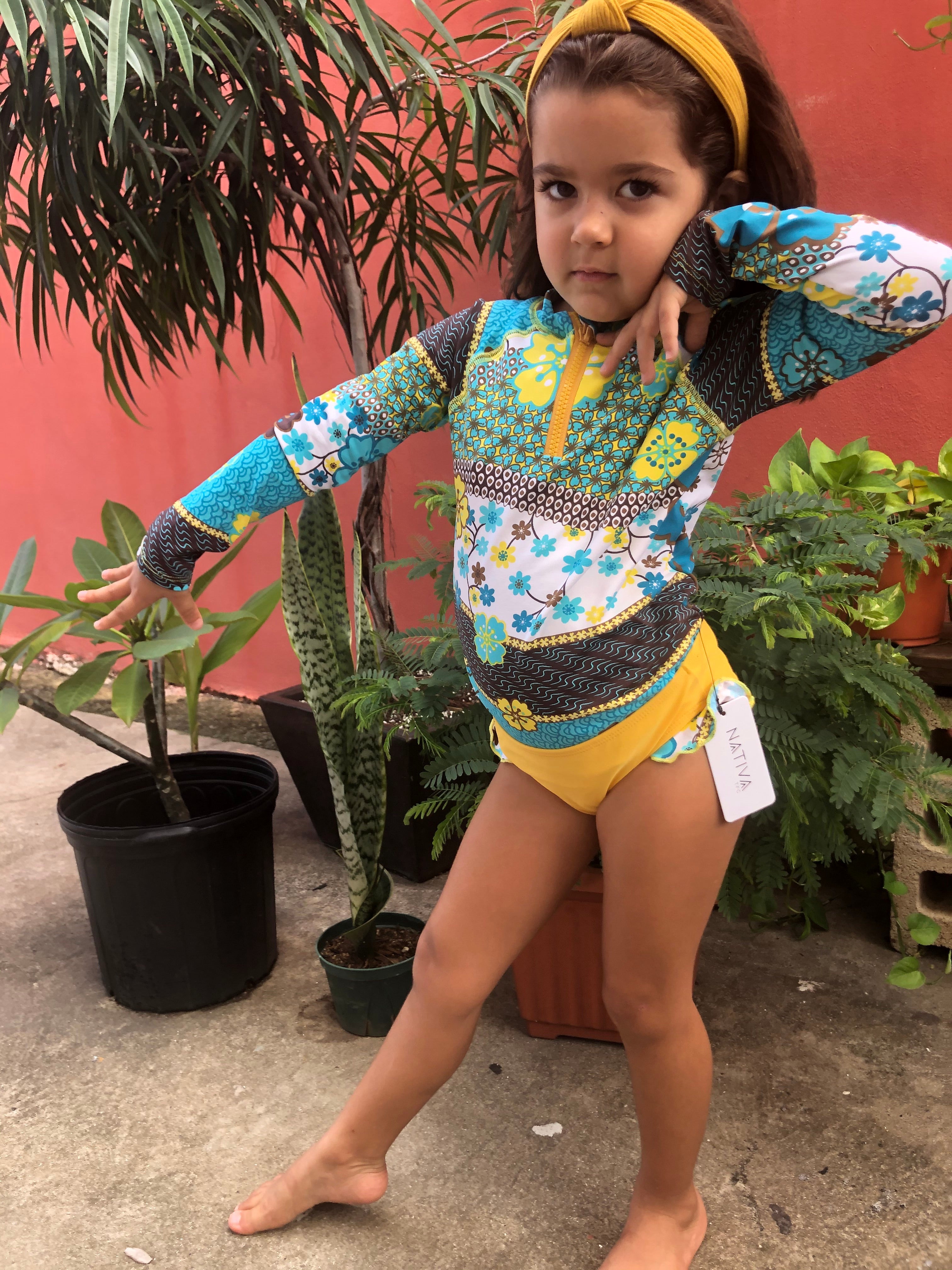 MC Girl Star Rashguard Long Sleeve Bikini Set