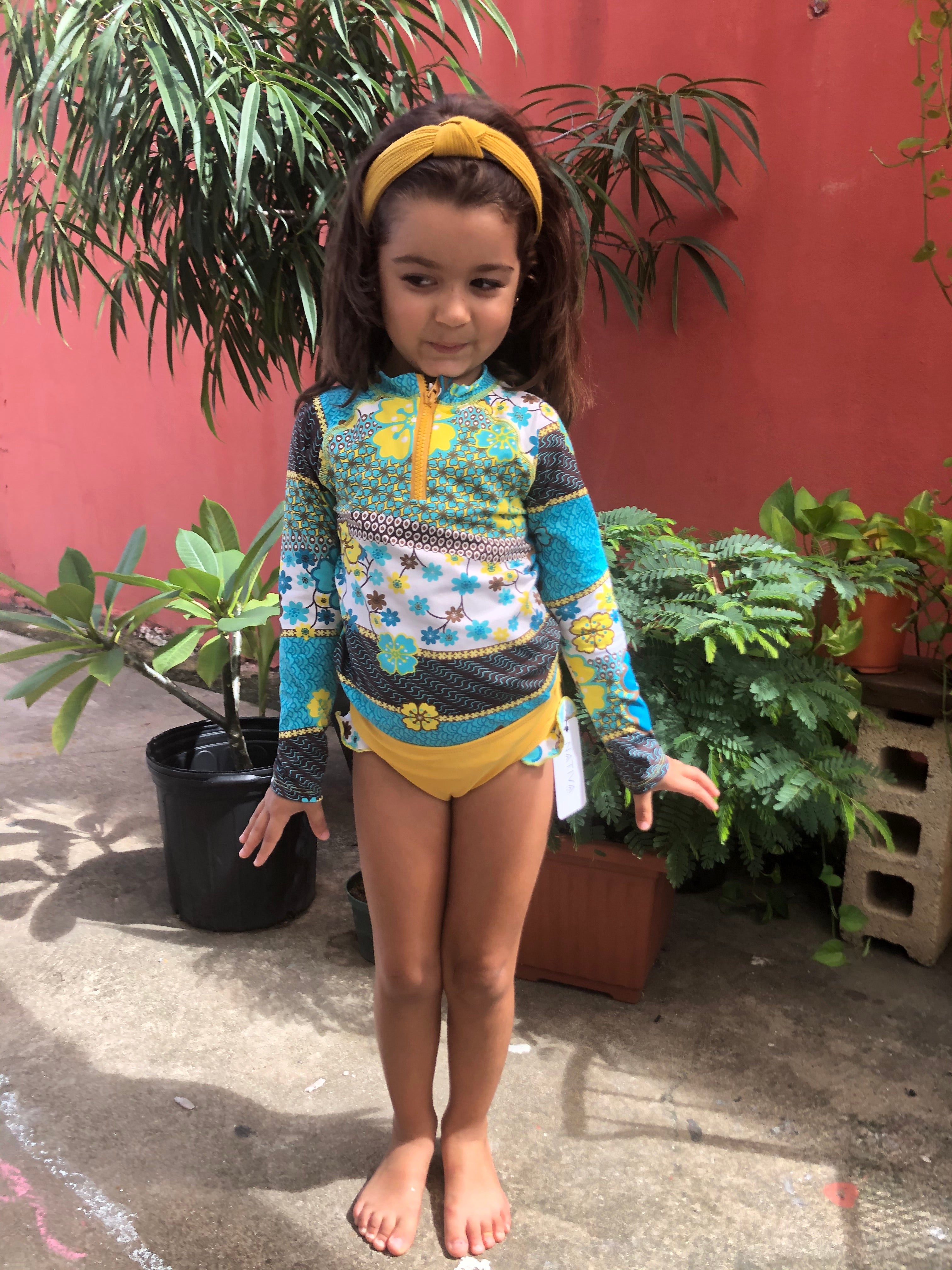 MC Girl Star Rashguard Long Sleeve Bikini Set