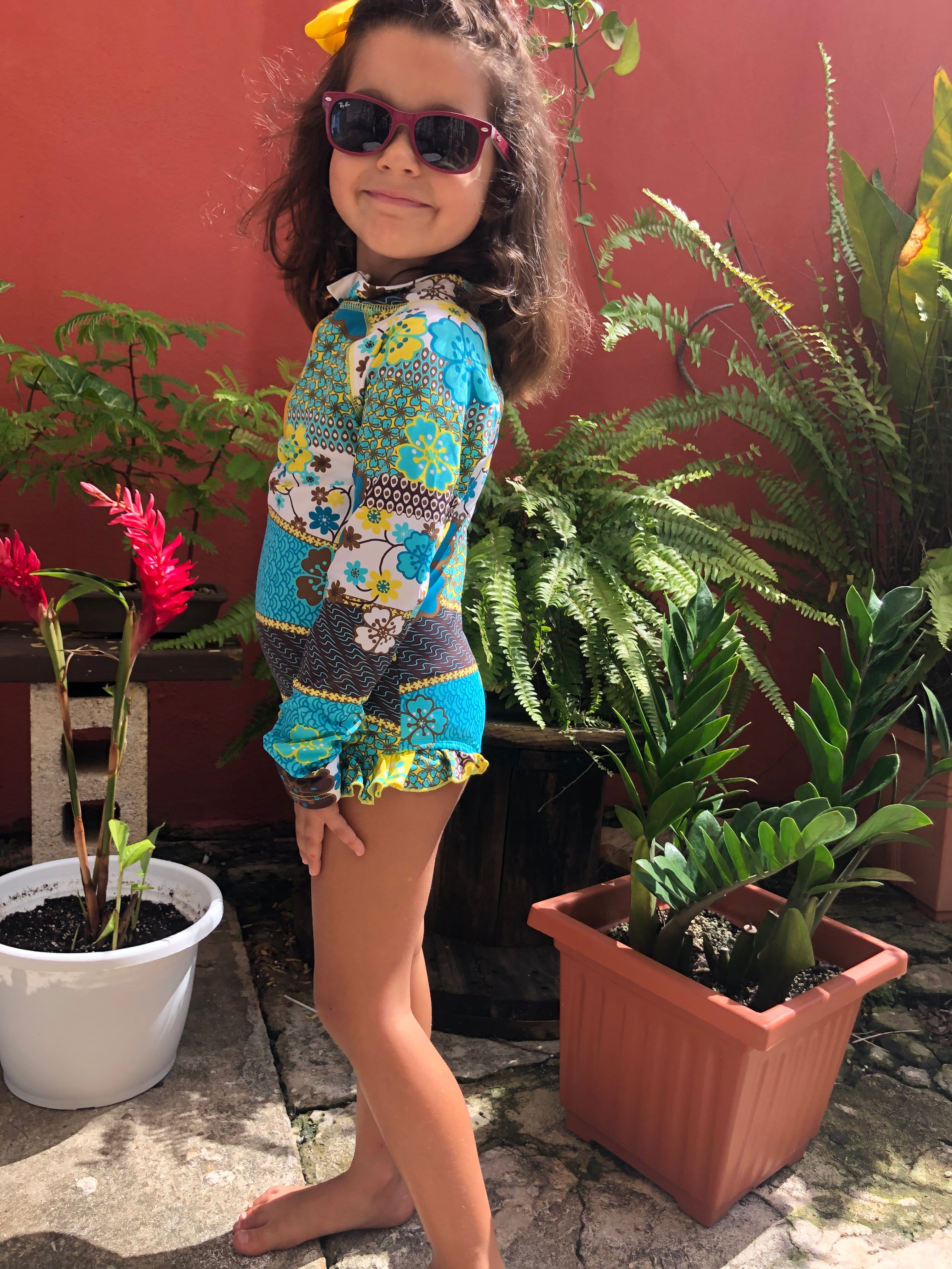 MC Girl Long Sleeve Rashguard One Piece Swimwear