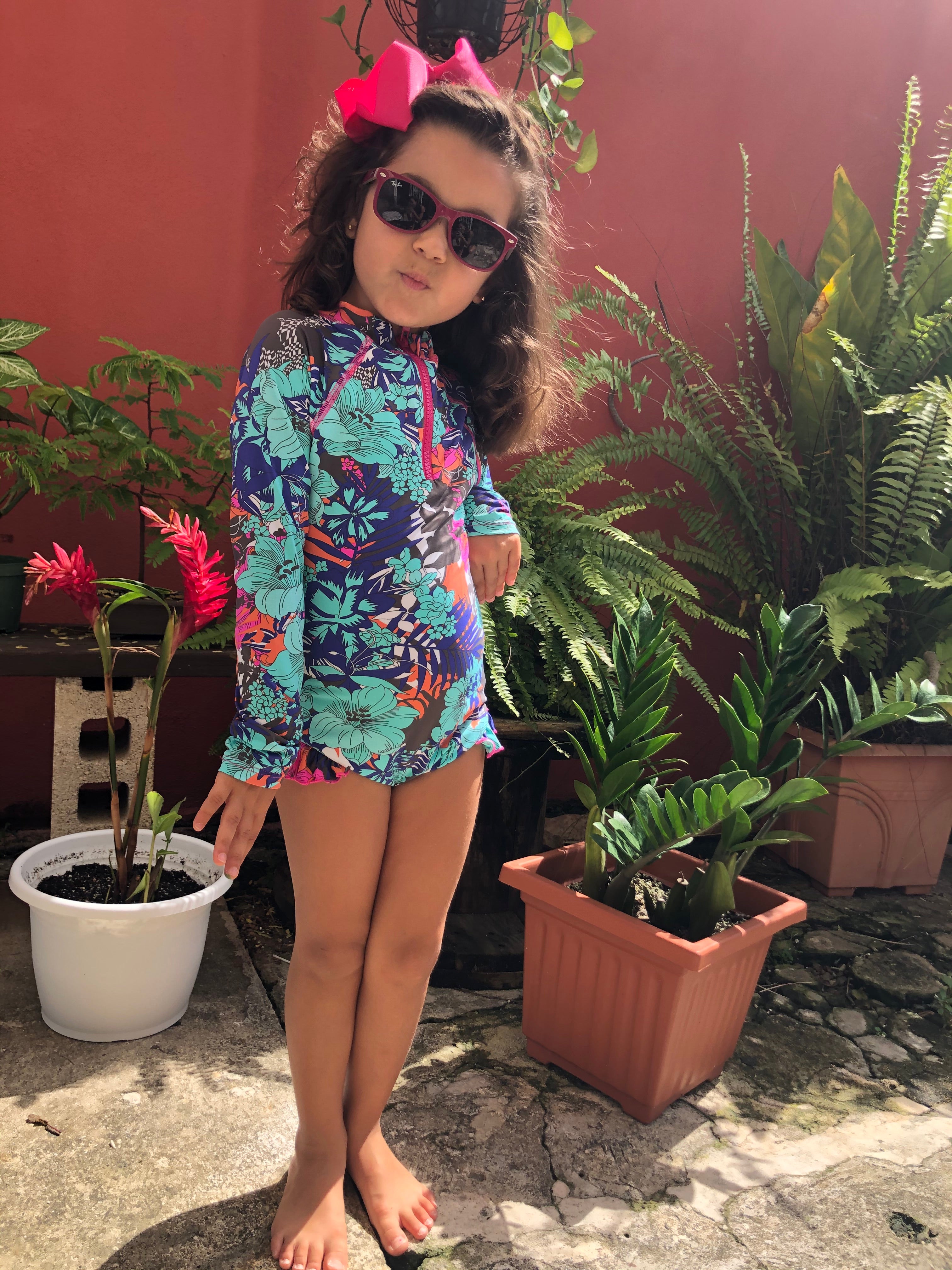 MC Girl Long Sleeve Rashguard One Piece Swimwear