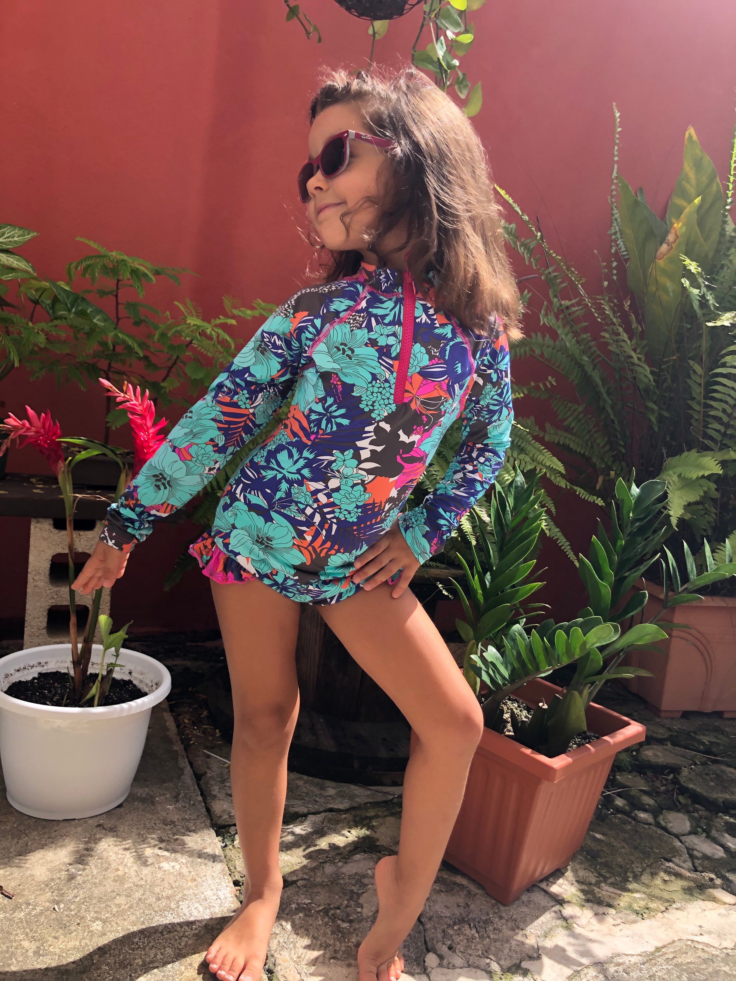 MC Girl Long Sleeve Rashguard One Piece Swimwear