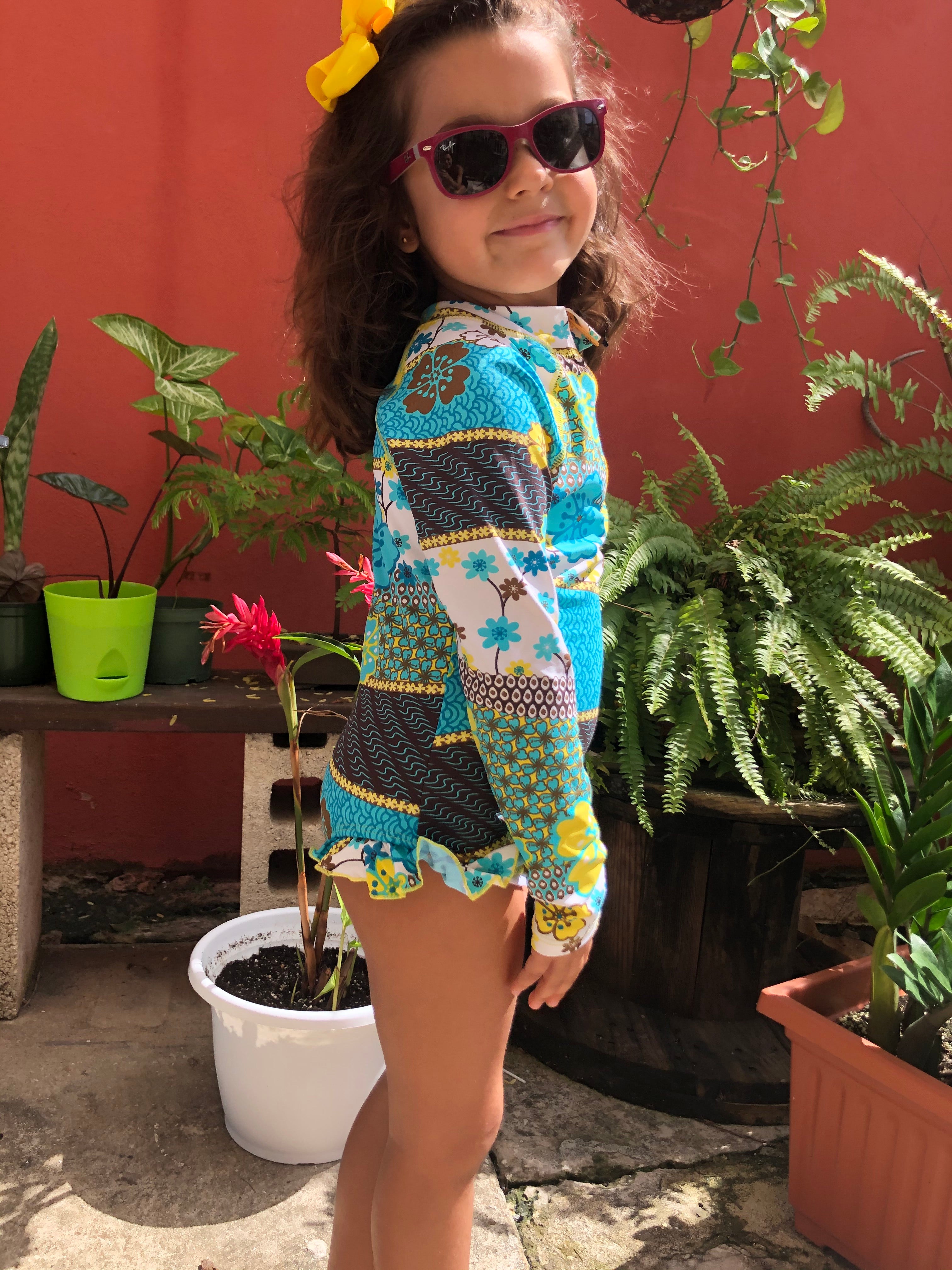 MC Girl Long Sleeve Rashguard One Piece Swimwear