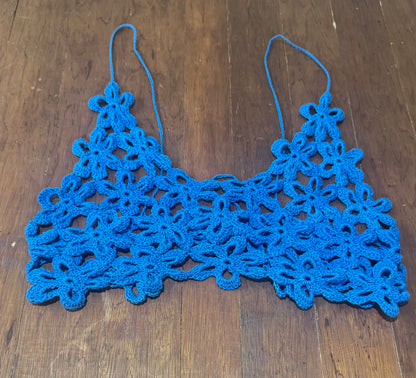 Flower Crochet Crop Top Blue